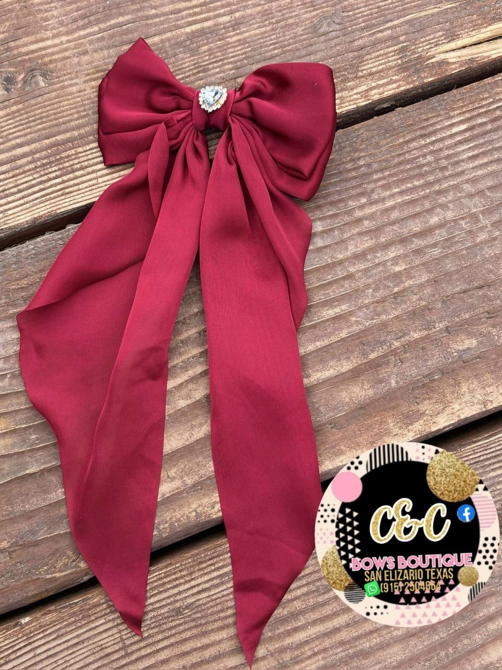 Elegant wine hair bow